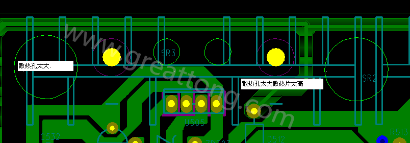 PCB設計中，散熱孔散熱片設計不當，造成很多電源板斷裂