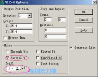 轉完Gerber后，接著還需轉鉆孔，通孔和盲、埋孔的轉法有所不同，轉通孔只須點擊Add，在彈出的窗口Document Name輸入文件名